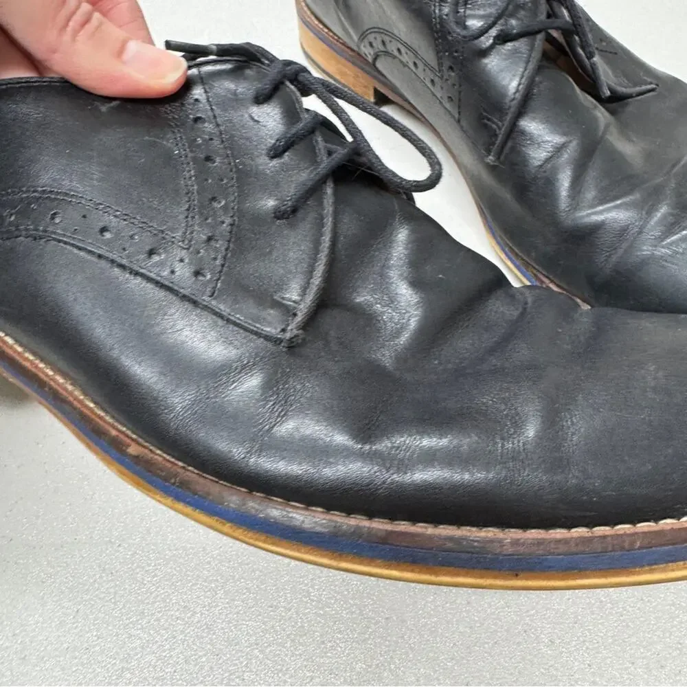 Johnston & Murphy Black Leather Oxford Lace Up Dress Shoes Mens 13 Classic